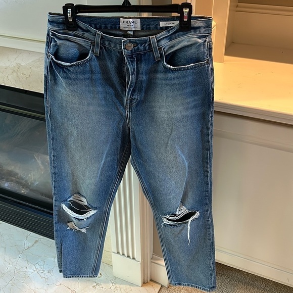 Frame Denim Le Pegged Jean Distressed Cotton Straight Leg - Picture 1 of 11